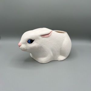 vintage ceramic white rabbit bunny planter decor